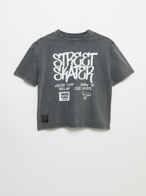 Vintage T-shirt met korte mouwen en skateprint - Kiabi