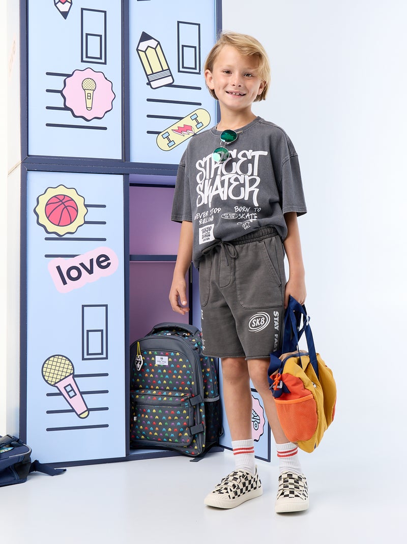 Vintage T-shirt met korte mouwen en skateprint Grijs - Kiabi