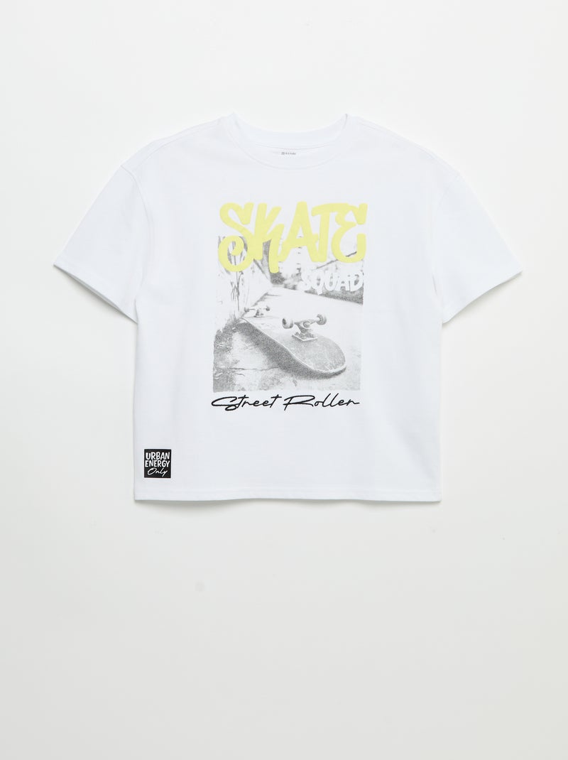 Vintage T-shirt met korte mouwen en skateprint Wit - Kiabi