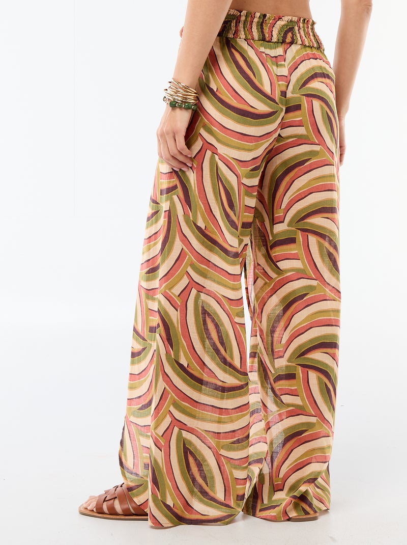 Viscose strandbroek met print Biege - Kiabi