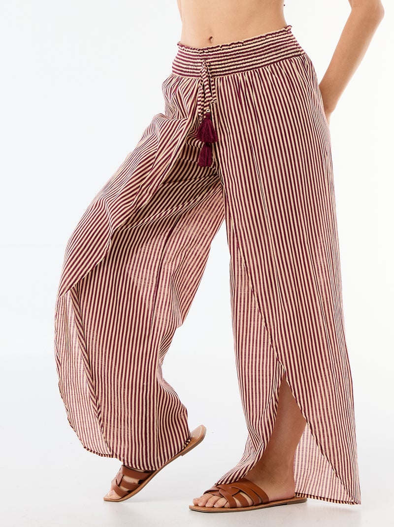 Viscose strandbroek met print Rood - Kiabi