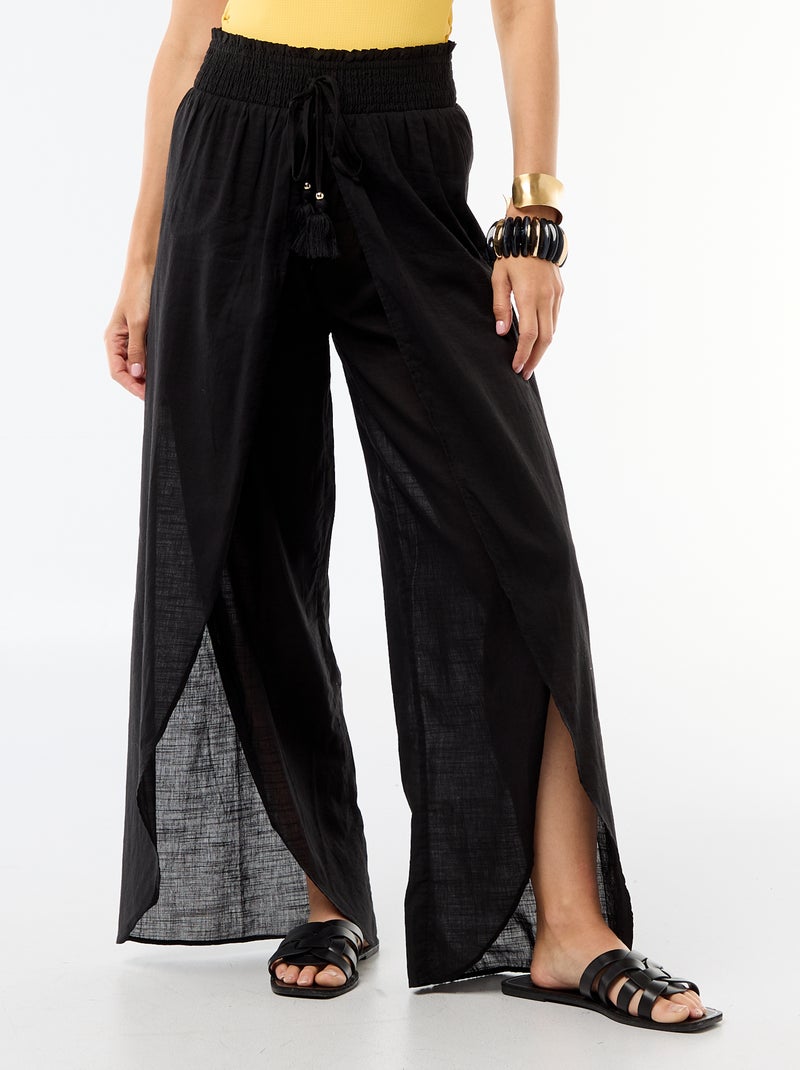 Viscose strandbroek met print Zwart - Kiabi