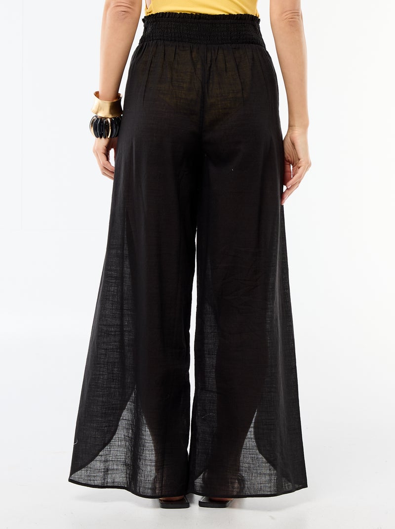 Viscose strandbroek met print Zwart - Kiabi