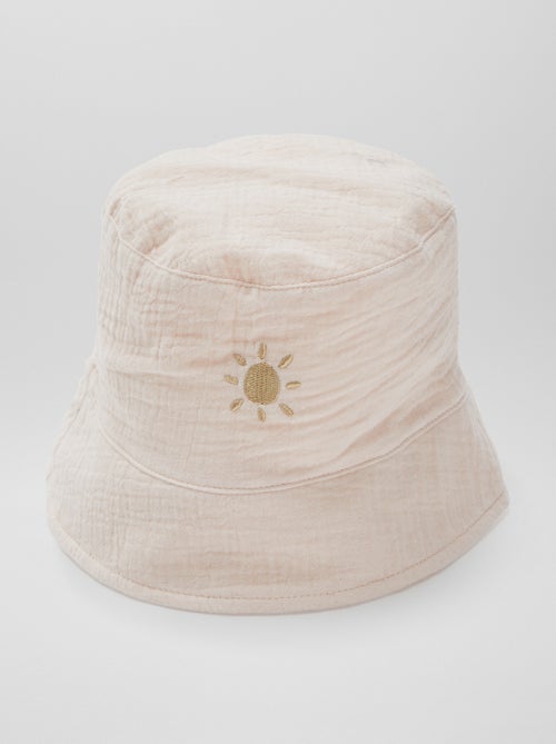 Vissershoedje van luchtig katoen met geborduurd zonnetje - Kiabi