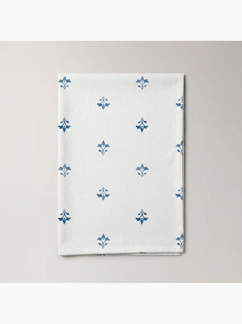Vlekbestendig tafelkleed met mediterrane bloemenprint - Gamusi. Blauw - Kiabi