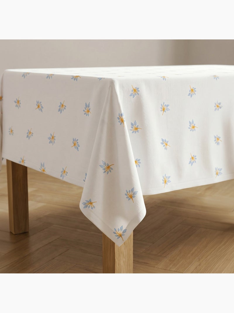 Vlekbestendig tafelkleed met mediterrane bloemenprint - Gamusi. Wit - Kiabi