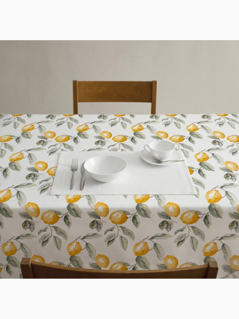 Vlekbestendig tafelkleed met mediterrane citroenprint - Gamusi. Groen/Geel - Kiabi