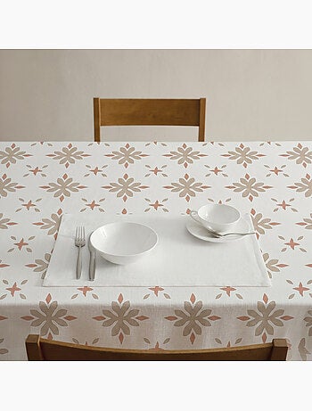 Vlekbestendig tafelkleed met mediterrane geometrische bloemenprint - Gamusi.