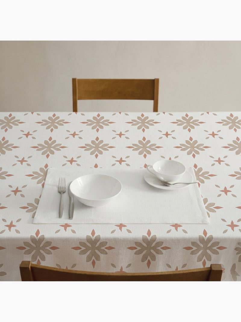 Vlekbestendig tafelkleed met mediterrane geometrische bloemenprint - Gamusi. Baksteen - Kiabi