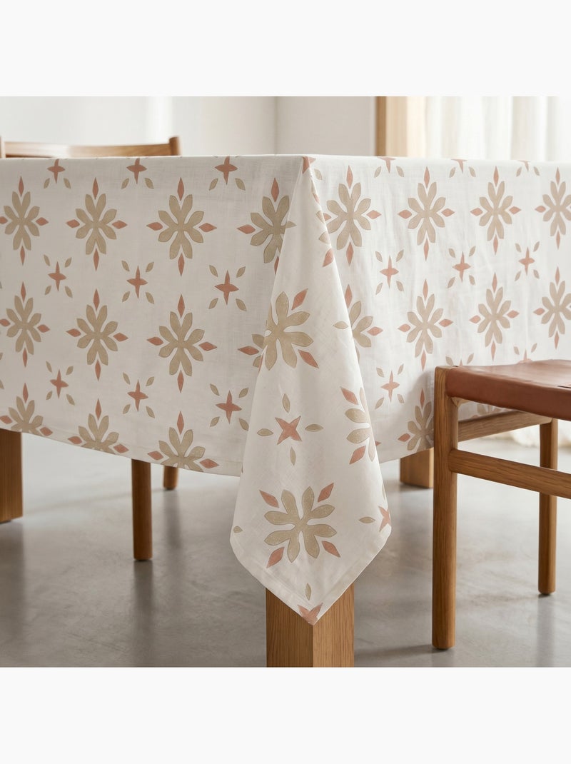 Vlekbestendig tafelkleed met mediterrane geometrische bloemenprint - Gamusi. Baksteen - Kiabi