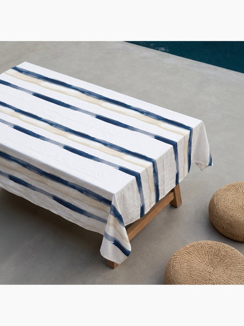 Vlekbestendig tafelkleed met mediterrane print en brede strepen - Gamusi. - Kiabi Vlekbestendig tafelkleed met mediterrane print en brede strepen - Gamusi. - Kiabi
