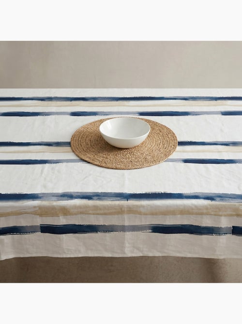 Vlekbestendig tafelkleed met mediterrane print en brede strepen - Gamusi. - Kiabi Vlekbestendig tafelkleed met mediterrane print en brede strepen - Gamusi. - Kiabi