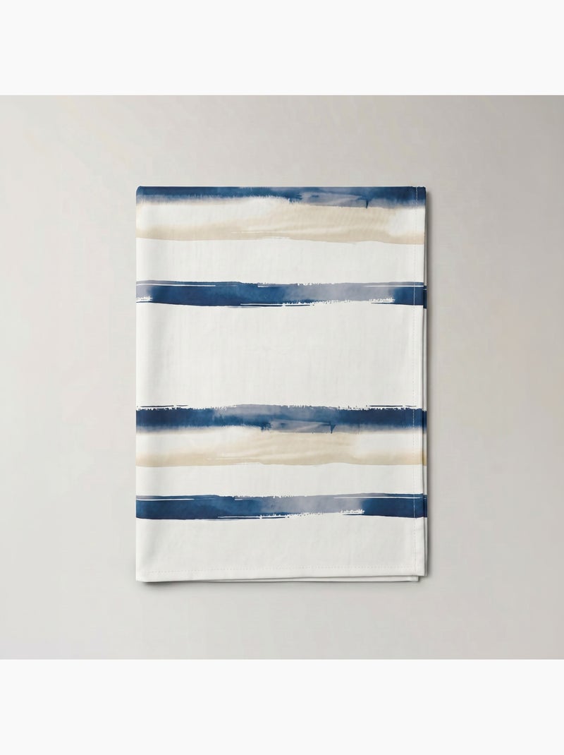 Vlekbestendig tafelkleed met mediterrane print en brede strepen - Gamusi. Blauw - Kiabi