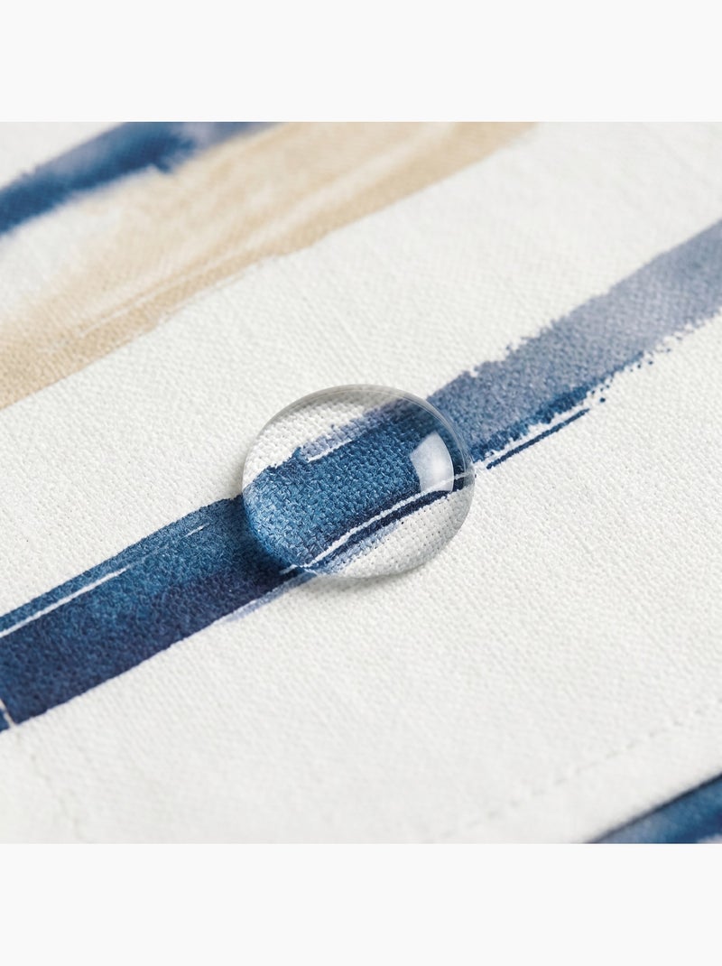 Vlekbestendig tafelkleed met mediterrane print en brede strepen - Gamusi. Blauw - Kiabi