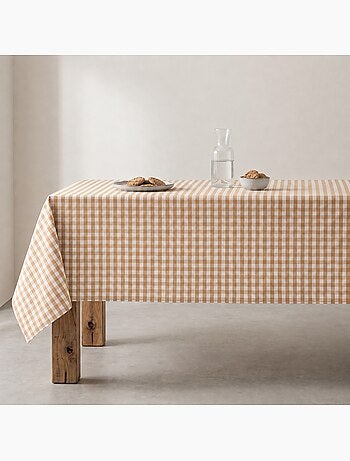 Vlekbestendig tafelkleed met vichy-ruit, geweven stof en textielgevoel - gamusi.