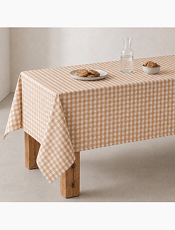 Vlekbestendig tafelkleed met vichy-ruit, geweven stof en textielgevoel - gamusi.