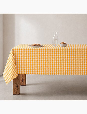 Vlekbestendig tafelkleed met vichy-ruit, geweven stof en textielgevoel - gamusi.