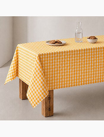 Vlekbestendig tafelkleed met vichy-ruit, geweven stof en textielgevoel - gamusi.
