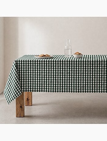 Vlekbestendig tafelkleed met vichy-ruit, geweven stof en textielgevoel - gamusi.