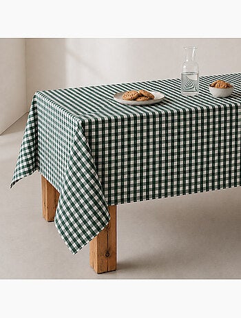 Vlekbestendig tafelkleed met vichy-ruit, geweven stof en textielgevoel - gamusi.