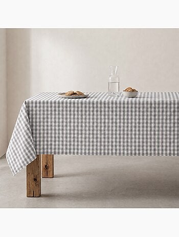 Vlekbestendig tafelkleed met vichy-ruit, geweven stof en textielgevoel - gamusi.