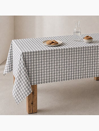 Vlekbestendig tafelkleed met vichy-ruit, geweven stof en textielgevoel - gamusi.