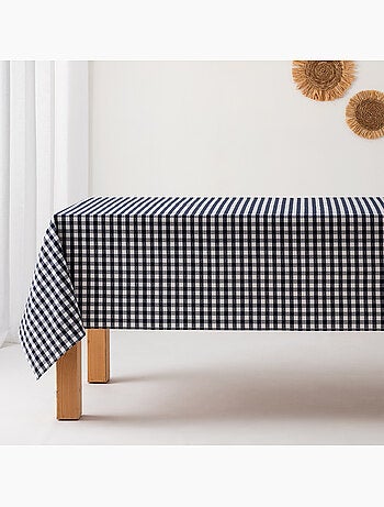 Vlekbestendig tafelkleed met vichy-ruit, geweven stof en textielgevoel - gamusi.