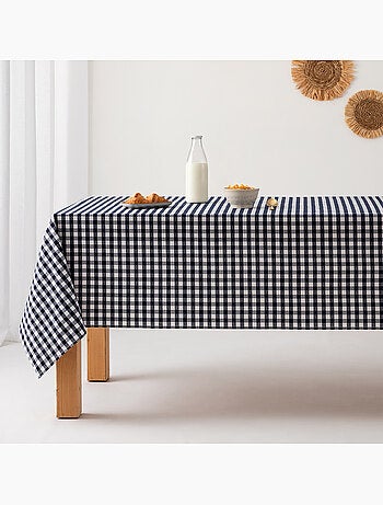 Vlekbestendig tafelkleed met vichy-ruit, geweven stof en textielgevoel - gamusi.