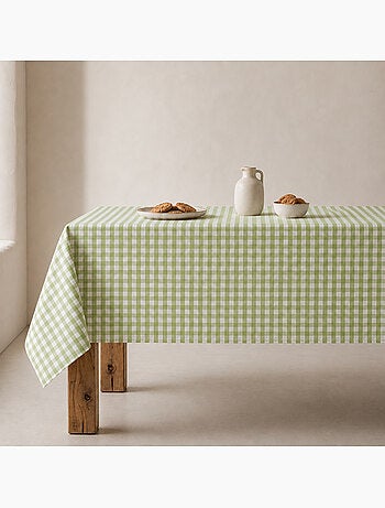 Vlekbestendig tafelkleed met vichy-ruit, geweven stof en textielgevoel - gamusi.