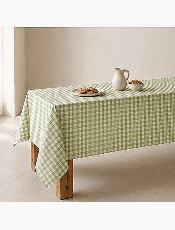 Vlekbestendig tafelkleed met vichy-ruit, geweven stof en textielgevoel - gamusi.