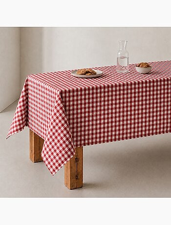 Vlekbestendig tafelkleed met vichy-ruit, geweven stof en textielgevoel - gamusi.