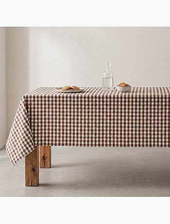 Vlekbestendig tafelkleed met vichy-ruit, geweven stof en textielgevoel - gamusi.