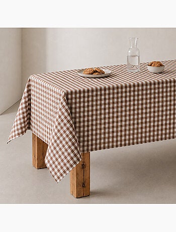 Vlekbestendig tafelkleed met vichy-ruit, geweven stof en textielgevoel - gamusi.