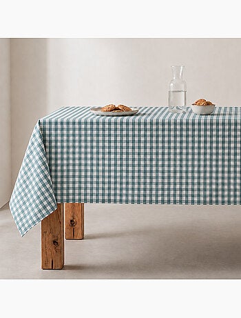 Vlekbestendig tafelkleed met vichy-ruit, geweven stof en textielgevoel - gamusi.