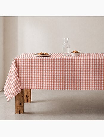 Vlekbestendig tafelkleed met vichy-ruit, geweven stof en textielgevoel - gamusi.