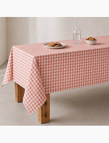 Vlekbestendig tafelkleed met vichy-ruit, geweven stof en textielgevoel - gamusi.