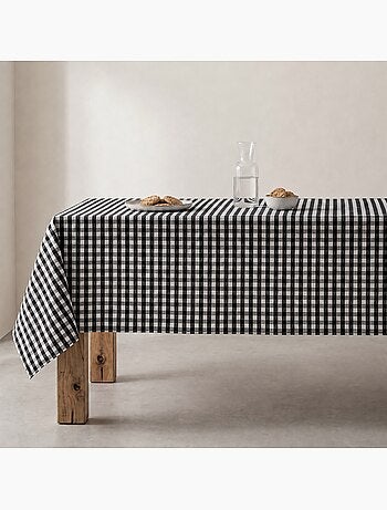 Vlekbestendig tafelkleed met vichy-ruit, geweven stof en textielgevoel - gamusi.