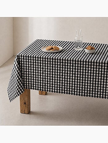 Vlekbestendig tafelkleed met vichy-ruit, geweven stof en textielgevoel - gamusi.