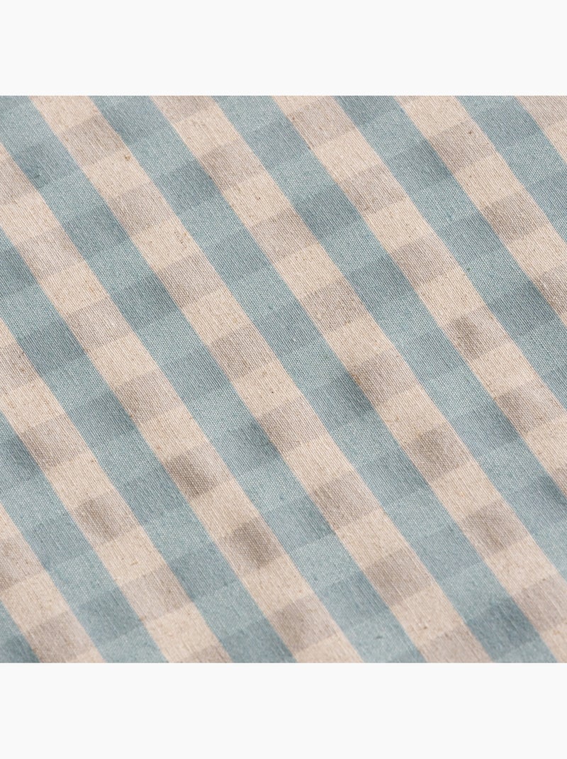 Vlekbestendig tafelkleed met Vichy-ruit van geweven katoen-linnenmix, natuurlijke touch - Gamusi. Blauw - Kiabi