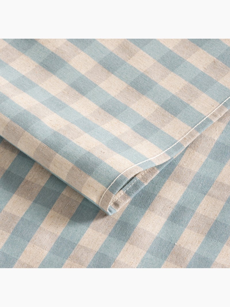 Vlekbestendig tafelkleed met Vichy-ruit van geweven katoen-linnenmix, natuurlijke touch - Gamusi. Blauw - Kiabi