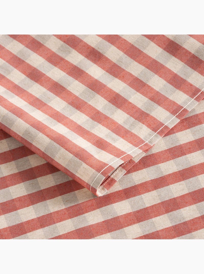 Vlekbestendig tafelkleed met Vichy-ruit van geweven katoen-linnenmix, natuurlijke touch - Gamusi. Rood - Kiabi