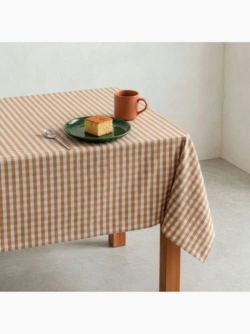 Vlekbestendig tafelkleed met Vichy-ruit van geweven katoen-linnenmix, natuurlijke touch - Gamusi. - Kiabi Vlekbestendig tafelkleed met Vichy-ruit van geweven katoen-linnenmix, natuurlijke touch - Gamusi. - Kiabi