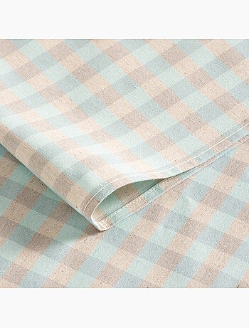 Vlekbestendig tafelkleed met Vichy-ruit van geweven katoen-linnenmix, natuurlijke touch - Gamusi.
