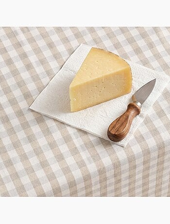 Vlekbestendig tafelkleed met Vichy-ruit van geweven katoen, natuurlijke touch - Gamusi.