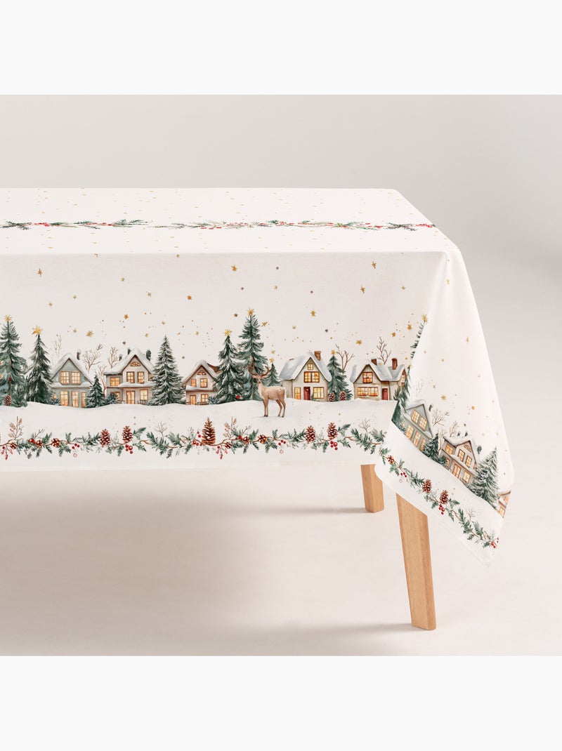Vlekwerend kersttafelkleed van katoen, kerstprint - gamusi Multicolor - Kiabi