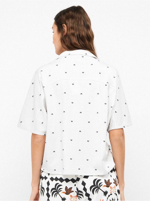 Vloeiende blouse met tropische print en japanse mouwen - Kiabi