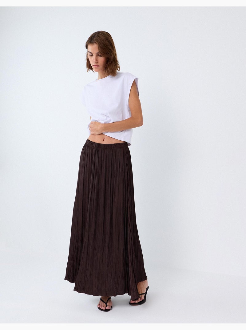 Vloeiende midi-rok, mo fashion Bruin - Kiabi