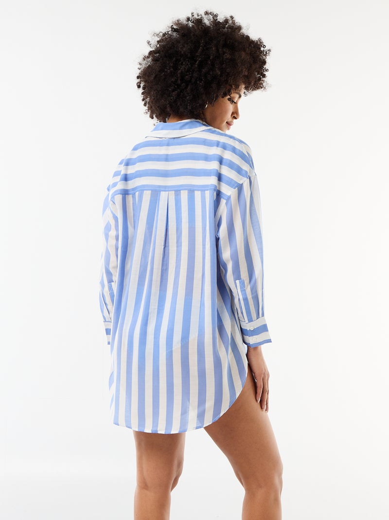 Vloeiende strandblouse met print Blauw - Kiabi