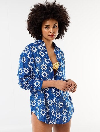 Vloeiende strandblouse met print
