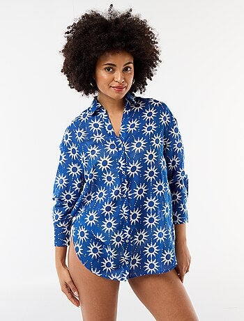 Vloeiende strandblouse met print